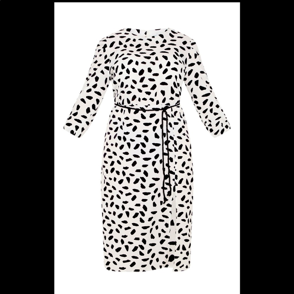 Dalmatian dress with vegan leather corset belt